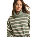 Z Supply 02. WOMENS APPAREL - WOMENS HOODIES|SWEATERS - WOMENS PO SWEATERS Women's Josephine Stripe Sweater PRN PALM GREEN
