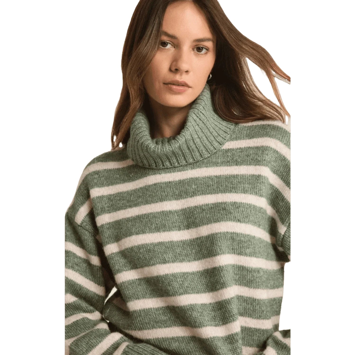 Z Supply 02. WOMENS APPAREL - WOMENS HOODIES|SWEATERS - WOMENS PO SWEATERS Women's Josephine Stripe Sweater PRN PALM GREEN