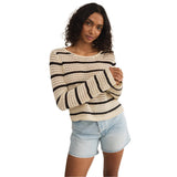 Z Supply 02. WOMENS APPAREL - WOMENS HOODIES|SWEATERS - WOMENS PO SWEATERS Women's Kit Stripe Crochet Sweater SSA SEA SALT