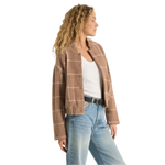 Z Supply 02. WOMENS APPAREL - WOMENS JACKETS - WOMENS JACKETS CASUAL Women's Lex Plaid Bomber Jacket HTP HEATHER TAUPE