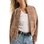 Z Supply 02. WOMENS APPAREL - WOMENS JACKETS - WOMENS JACKETS CASUAL Women's Lex Plaid Bomber Jacket HTP HEATHER TAUPE