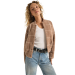 Z Supply 02. WOMENS APPAREL - WOMENS JACKETS - WOMENS JACKETS CASUAL Women's Lex Plaid Bomber Jacket HTP HEATHER TAUPE