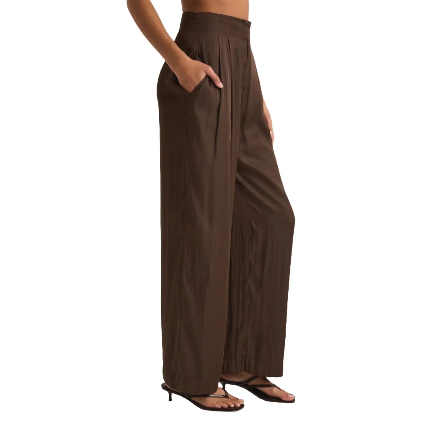 Z Supply 02. WOMENS APPAREL - WOMENS PANTS - WOMENS PANTS CASUAL Women's Lisse Wide Leg Pant DAC DARK CHOCOLATE