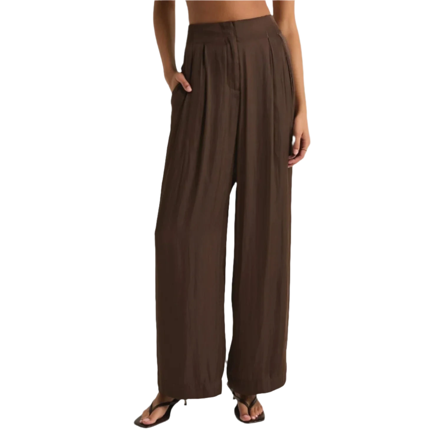 Z Supply 02. WOMENS APPAREL - WOMENS PANTS - WOMENS PANTS CASUAL Women's Lisse Wide Leg Pant DAC DARK CHOCOLATE