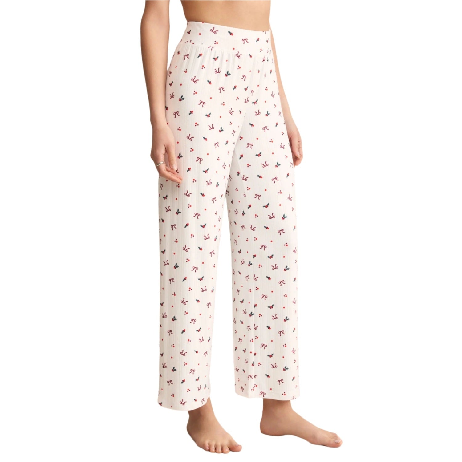 Z Supply 02. WOMENS APPAREL - WOMENS PANTS - WOMENS PANTS LOUNGE Women's Luxe Holly Pointelle Pant WHT WHITE