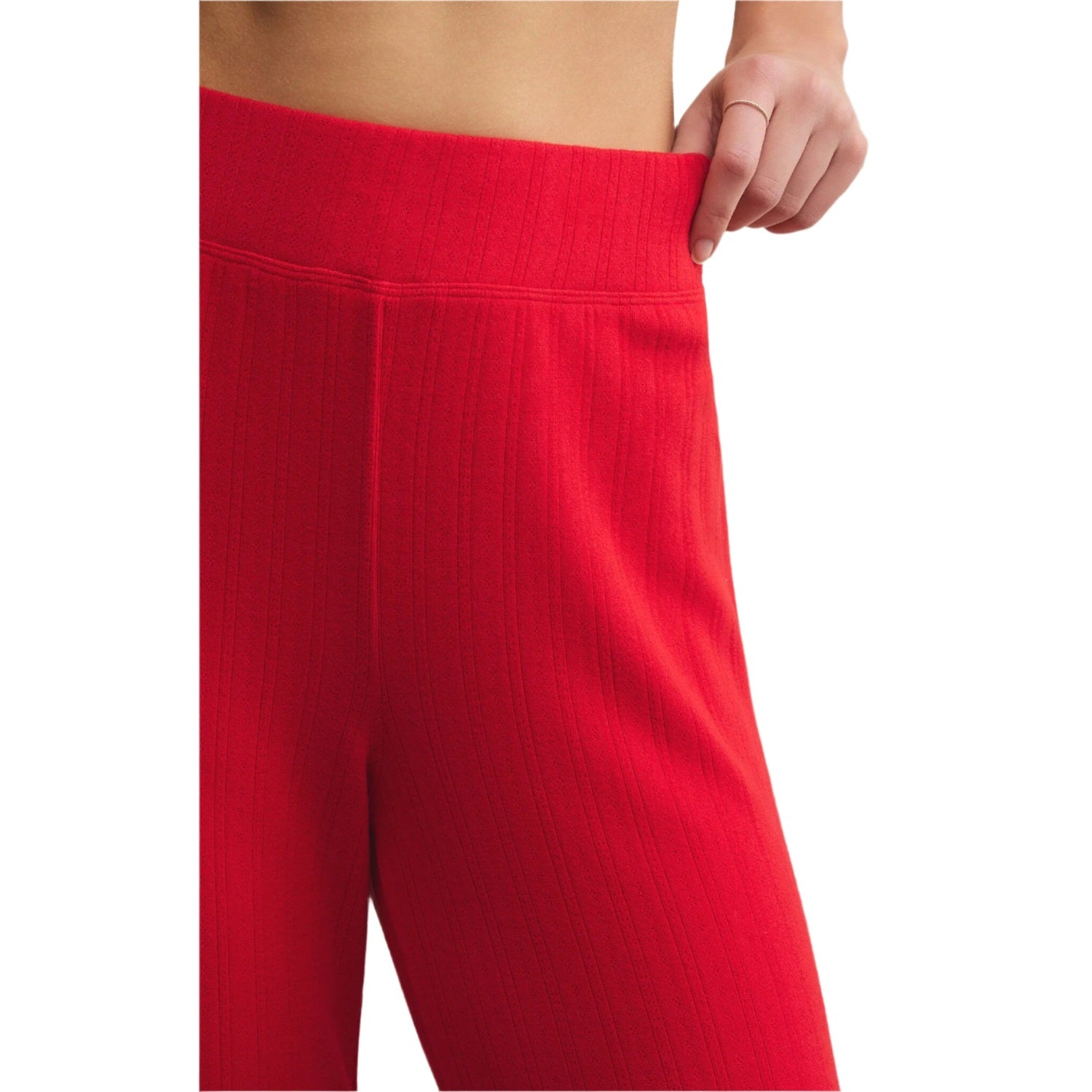 Z Supply 02. WOMENS APPAREL - WOMENS PANTS - WOMENS PANTS LOUNGE Women's Luxe Pointelle Pant FVR FESTIVE RED