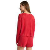 Z Supply 02. WOMENS APPAREL - WOMENS LS SHIRTS - WOMENS LS LOUNGE Women's Mara Long Sleeve Cardigan Top HAU HAUTE RED