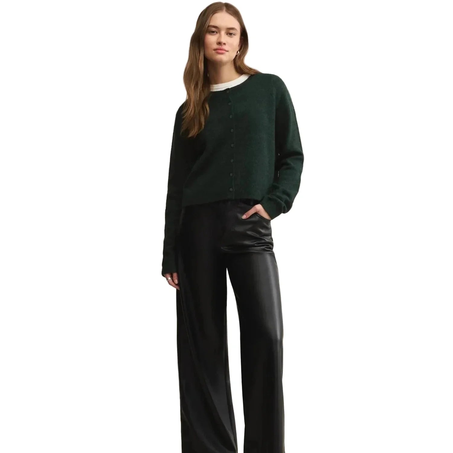 Z Supply 02. WOMENS APPAREL - WOMENS HOODIES|SWEATERS - WOMENS PO SWEATERS Women's Medina Cozy Cardigan GRG GARLAND GREEN