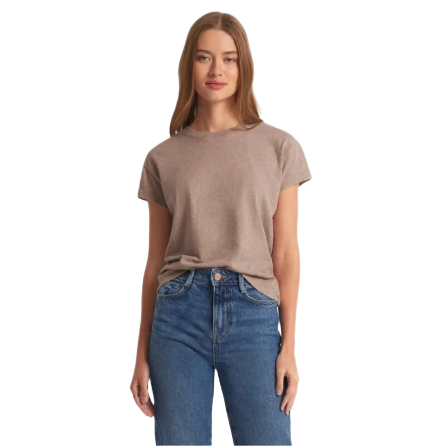 Z Supply 02. WOMENS APPAREL - WOMENS SS SHIRTS - WOMENS SS CASUAL Women's Modern Slub Tee HEL HEATHER LATTE