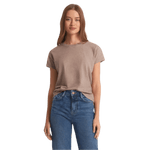 Z Supply 02. WOMENS APPAREL - WOMENS SS SHIRTS - WOMENS SS CASUAL Women's Modern Slub Tee HEL HEATHER LATTE