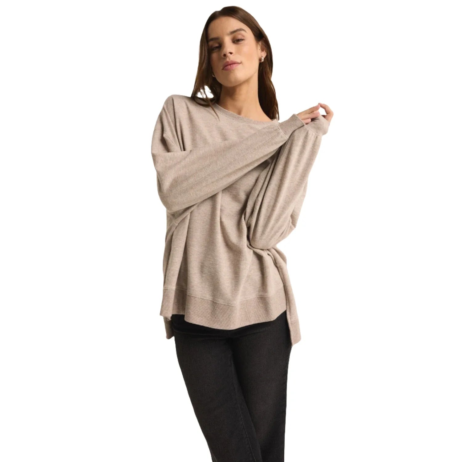 Z Supply 02. WOMENS APPAREL - WOMENS LS SHIRTS - WOMENS LS CASUAL Women's Modern Weekender HTP HEATHER TAUPE