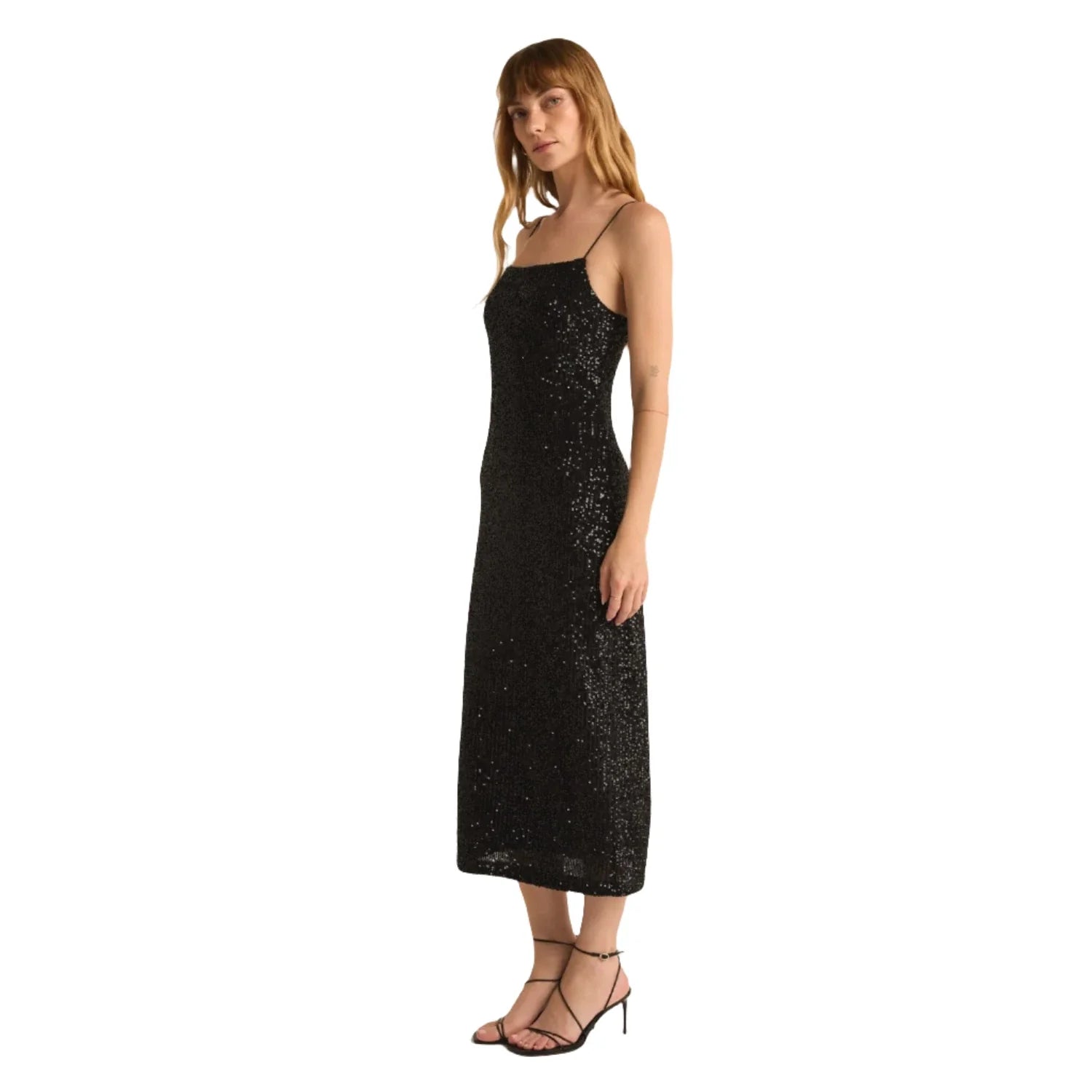 Z Supply 02. WOMENS APPAREL - WOMENS DRESS|SKIRT - WOMENS SKIRT CASUAL Women's Paulina Sequin Dress BLK BLACK