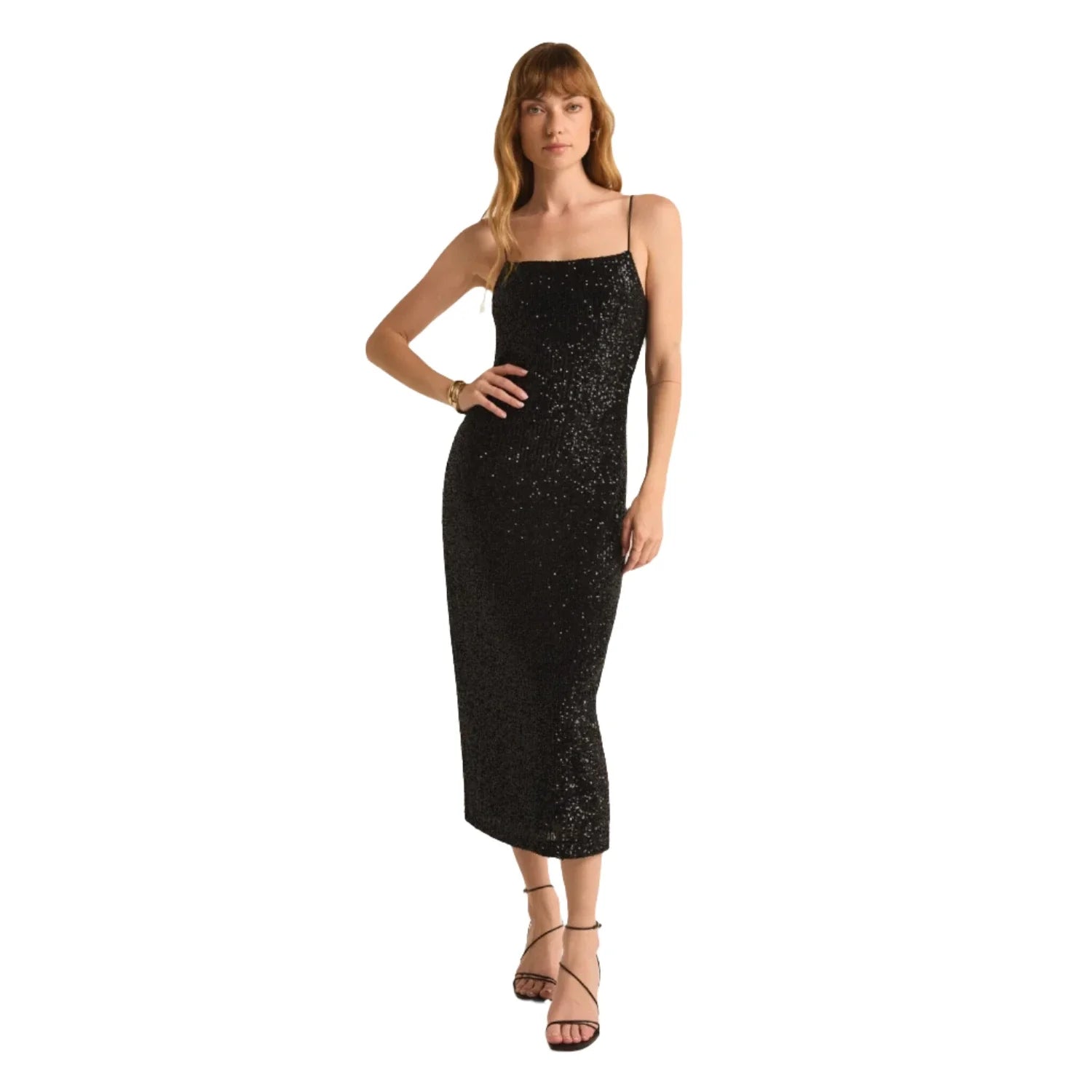 Z Supply 02. WOMENS APPAREL - WOMENS DRESS|SKIRT - WOMENS SKIRT CASUAL Women's Paulina Sequin Dress BLK BLACK