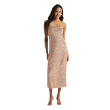 Z Supply 02. WOMENS APPAREL - WOMENS DRESS|SKIRT - WOMENS SKIRT CASUAL Women's Paulina Sequin Midi Dress RSG ROSE GOLD