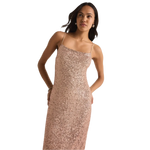 Z Supply 02. WOMENS APPAREL - WOMENS DRESS|SKIRT - WOMENS SKIRT CASUAL Women's Paulina Sequin Midi Dress RSG ROSE GOLD