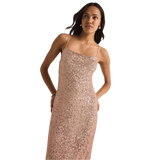 Z Supply 02. WOMENS APPAREL - WOMENS DRESS|SKIRT - WOMENS SKIRT CASUAL Women's Paulina Sequin Midi Dress RSG ROSE GOLD