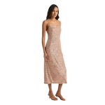 Z Supply 02. WOMENS APPAREL - WOMENS DRESS|SKIRT - WOMENS SKIRT CASUAL Women's Paulina Sequin Midi Dress RSG ROSE GOLD