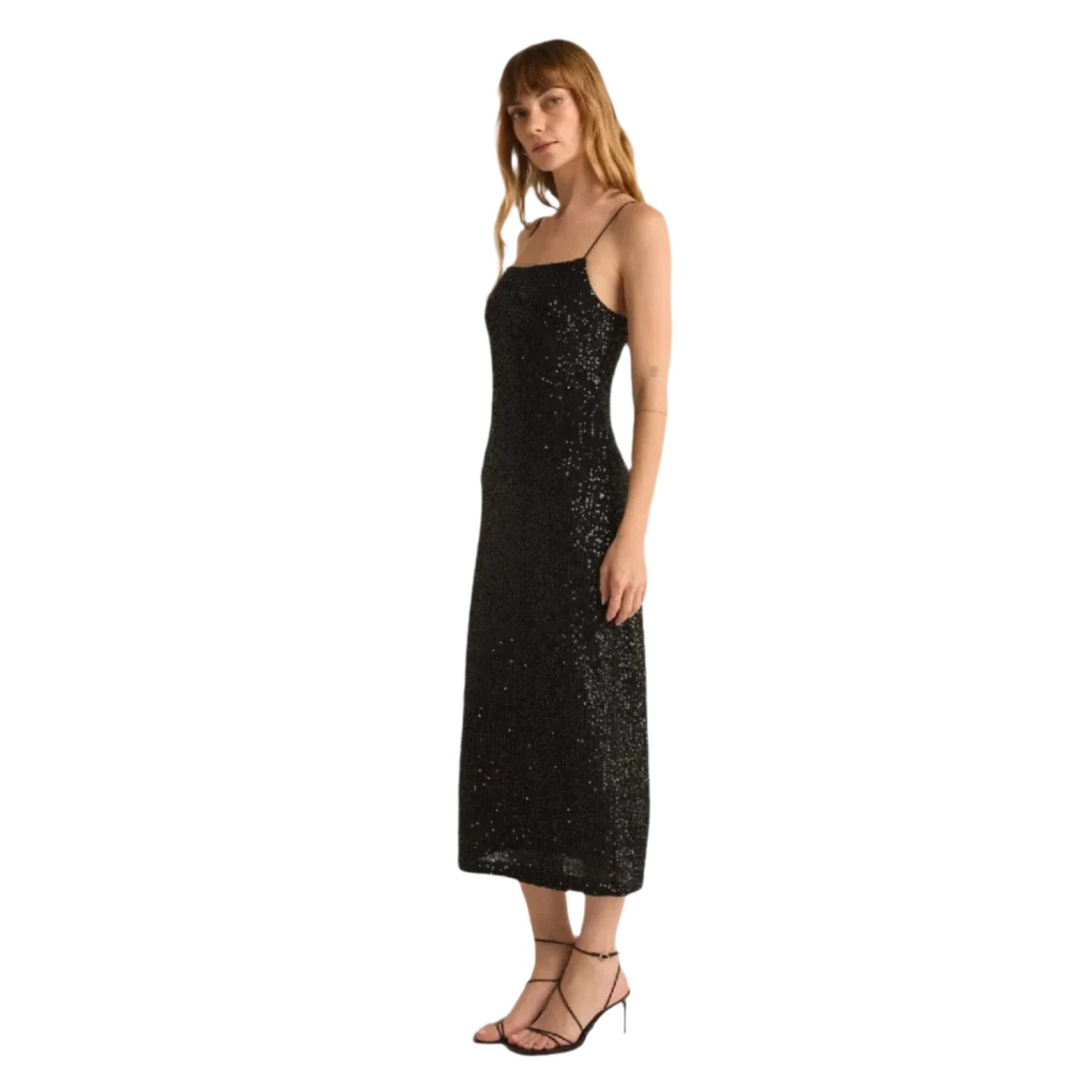 Z Supply 02. WOMENS APPAREL - WOMENS DRESS|SKIRT - WOMENS SKIRT CASUAL Women's Paulina Sequin Midi Dress BLK BLACK