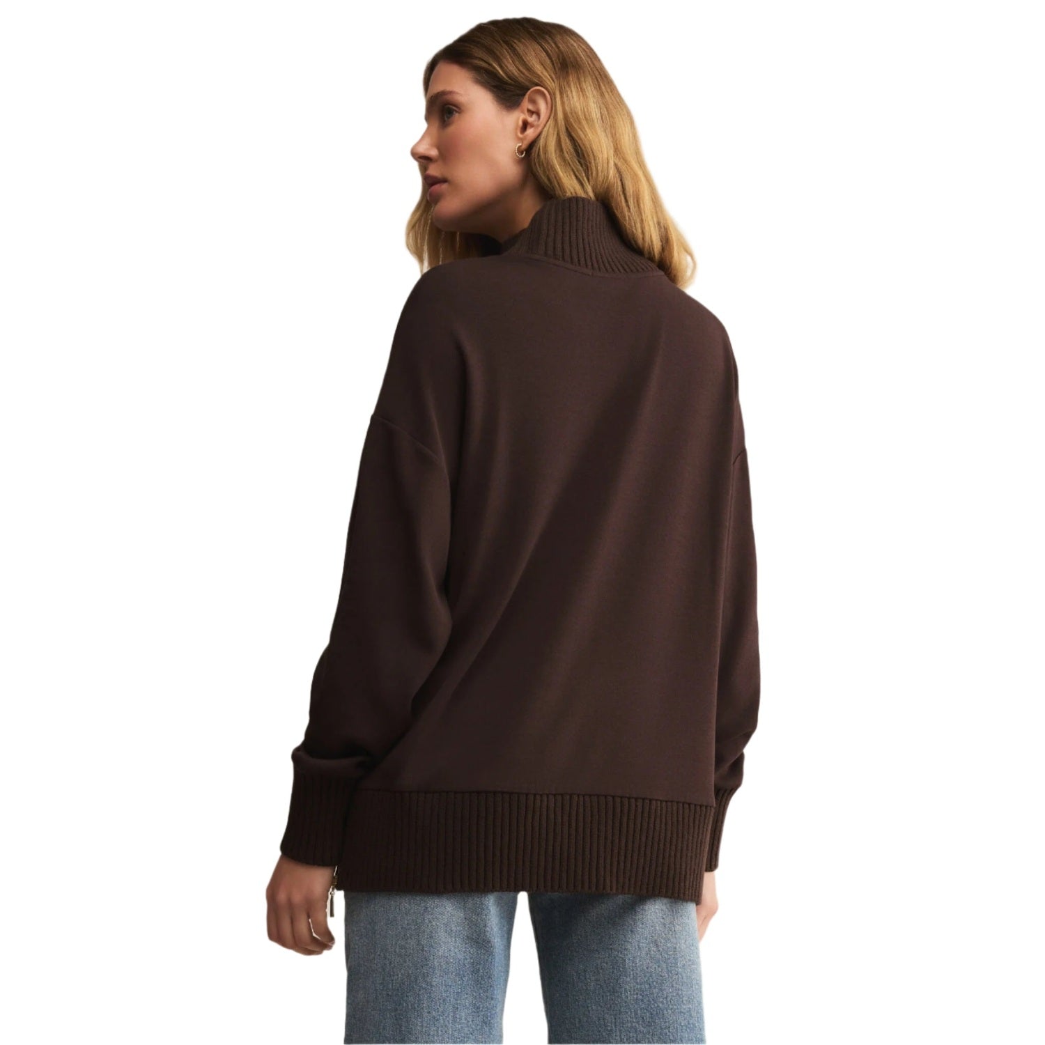 Z Supply 02. WOMENS APPAREL - WOMENS HOODIES|SWEATERS - WOMENS PO SWEATERS Women's Sable Rib Sweatshirt CLC CHOCOLATE CHERRY