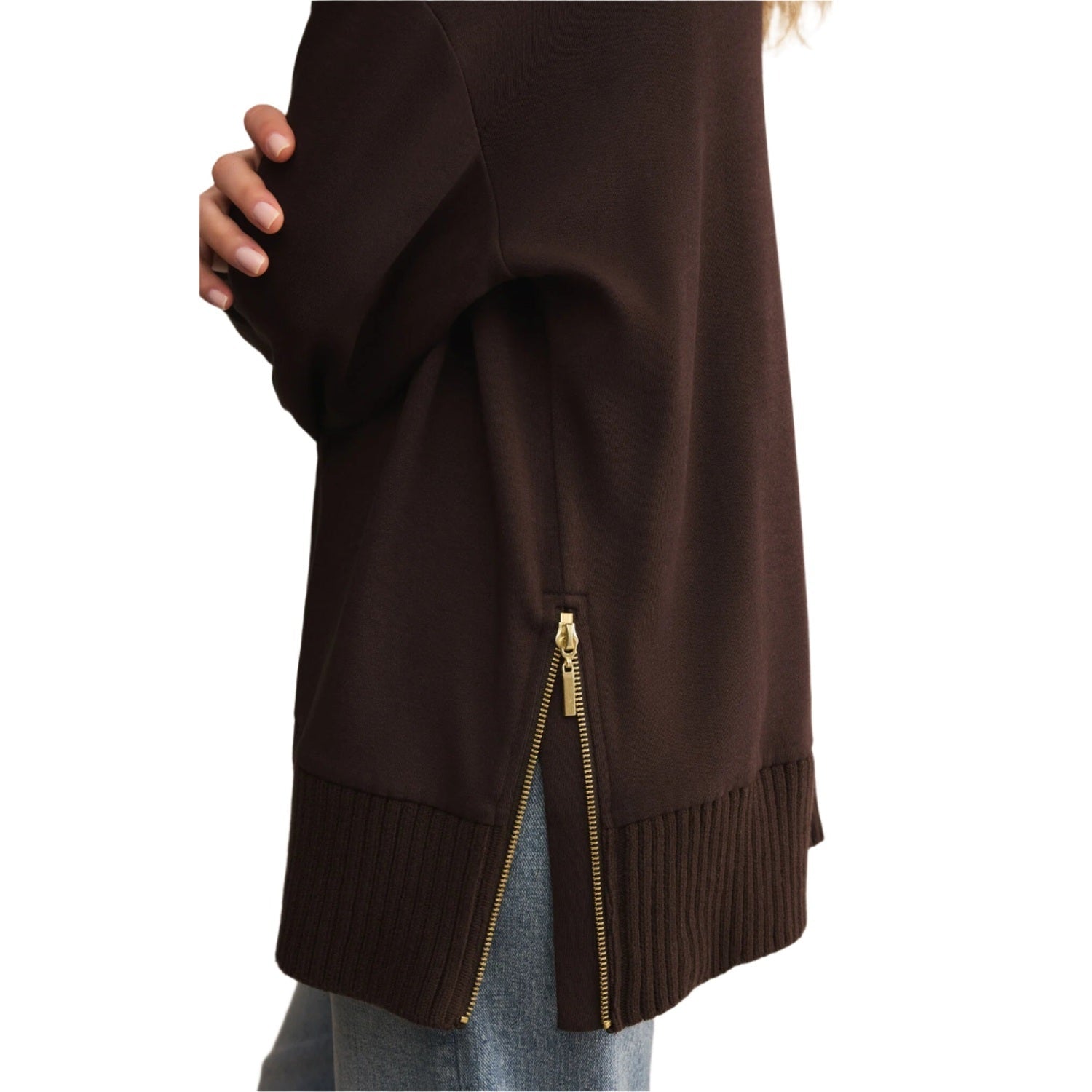 Z Supply 02. WOMENS APPAREL - WOMENS HOODIES|SWEATERS - WOMENS PO SWEATERS Women's Sable Rib Sweatshirt CLC CHOCOLATE CHERRY