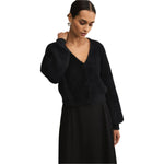 Z Supply 02. WOMENS APPAREL - WOMENS HOODIES|SWEATERS - WOMENS PO SWEATERS Women's Sadira Fluffy Cardigan BLK BLACK