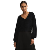 Z Supply 02. WOMENS APPAREL - WOMENS HOODIES|SWEATERS - WOMENS PO SWEATERS Women's Sadira Fluffy Cardigan BLK BLACK