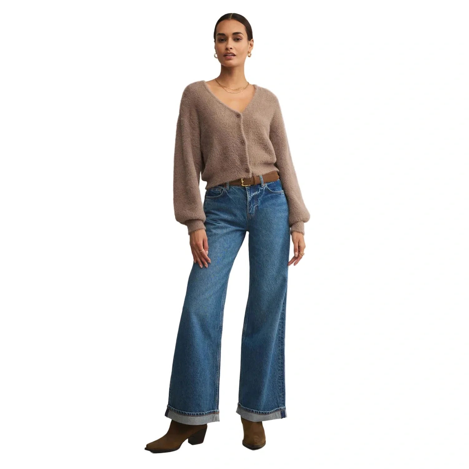 Z Supply 02. WOMENS APPAREL - WOMENS HOODIES|SWEATERS - WOMENS PO SWEATERS Women's Sadira Fluffy Cardigan MNL MOONLIGHT