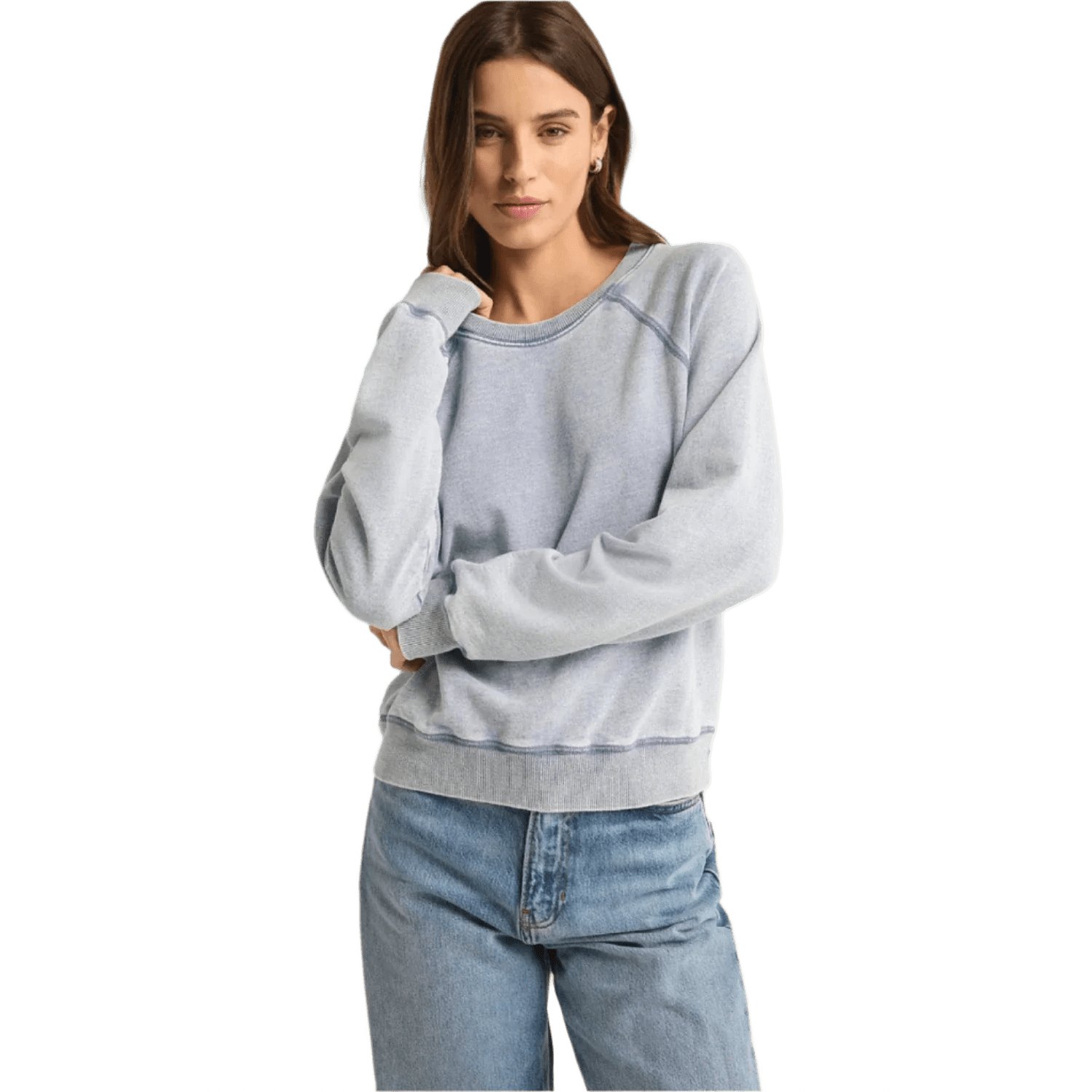 Z Supply 02. WOMENS APPAREL - WOMENS HOODIES|SWEATERS - WOMENS PO SWEATERS Women's Saldana Knit Denim Top WAI WASHED INDIGO