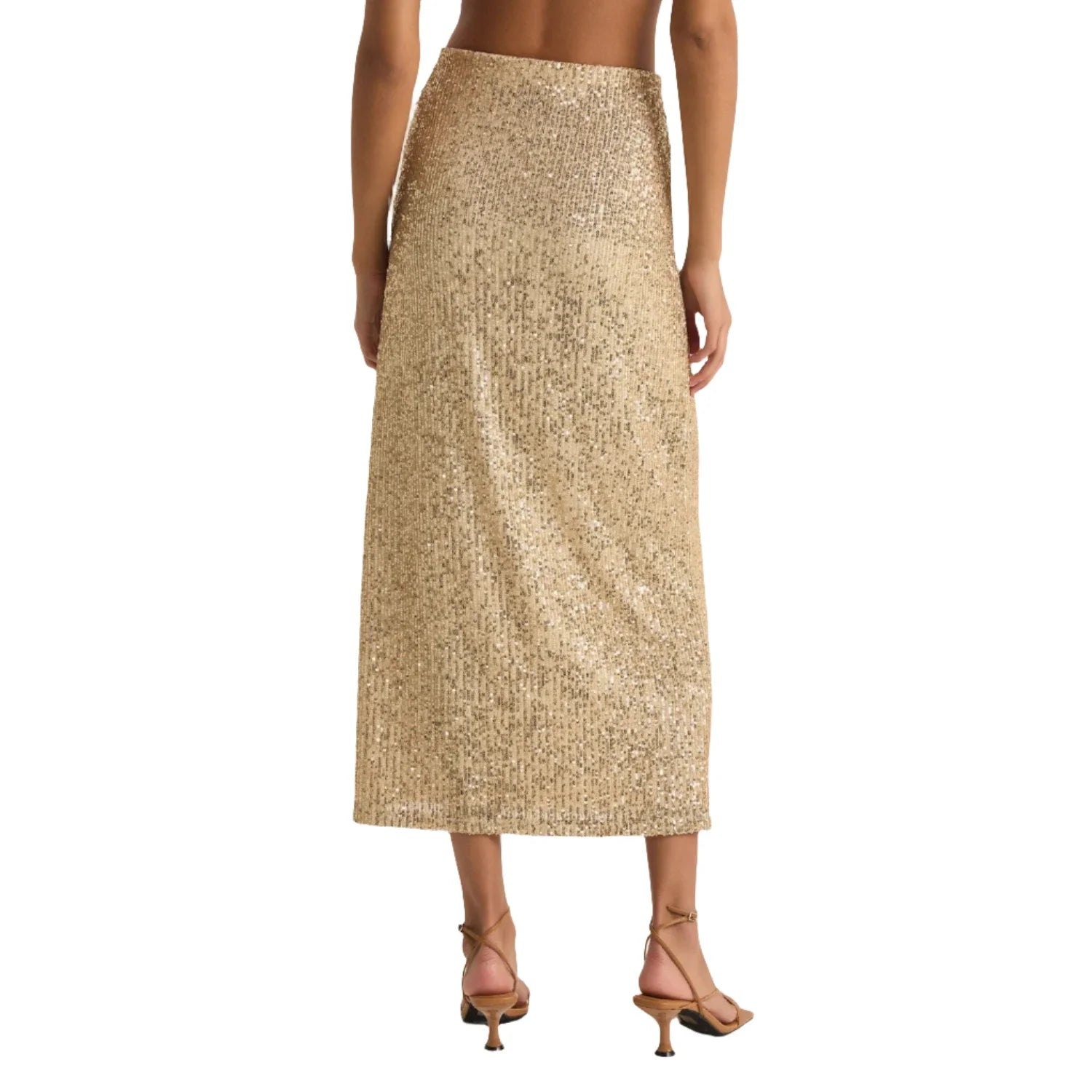 Z Supply 02. WOMENS APPAREL - WOMENS DRESS|SKIRT - WOMENS SKIRT CASUAL Women's Saturn Sequin Skirt CPG CHAMPAGNE