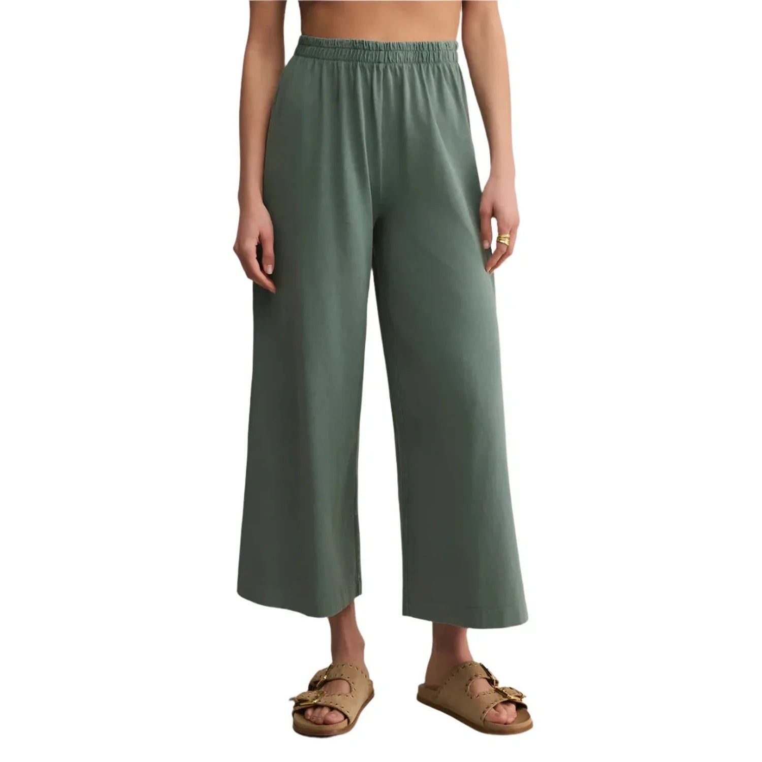 Z Supply 02. WOMENS APPAREL - WOMENS PANTS - WOMENS PANTS CASUAL Women's Scout Jersey Flare Pant HUN HUNTER GREEN