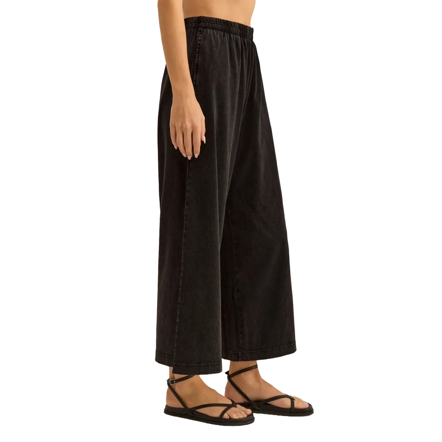Z Supply 02. WOMENS APPAREL - WOMENS PANTS - WOMENS PANTS CASUAL Women's Scout Jersey Flare Pocket Pant BLK BLACK