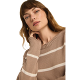 Z Supply 02. WOMENS APPAREL - WOMENS HOODIES|SWEATERS - WOMENS PO SWEATERS Women's Sienna Stripe Sweater LAT LATTE