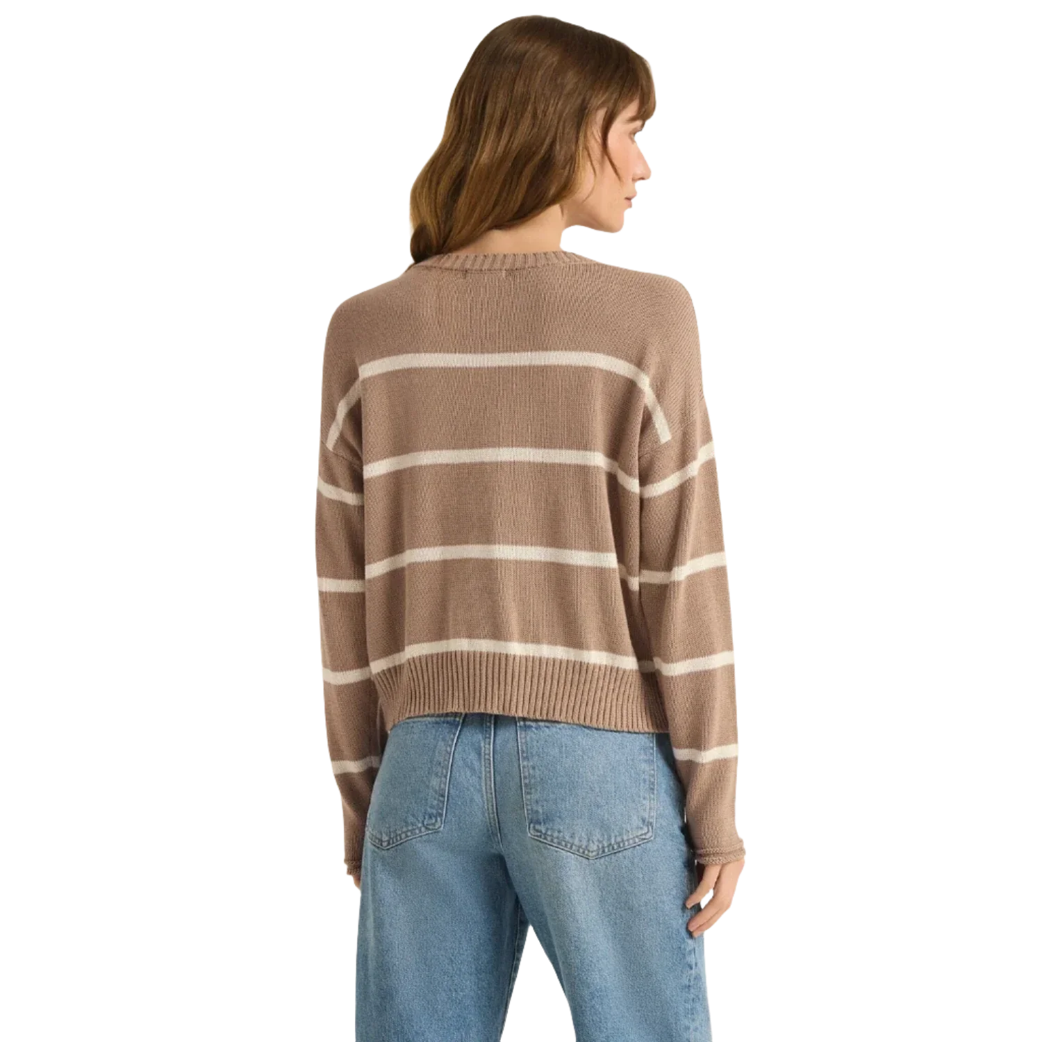 Z Supply 02. WOMENS APPAREL - WOMENS HOODIES|SWEATERS - WOMENS PO SWEATERS Women's Sienna Stripe Sweater LAT LATTE