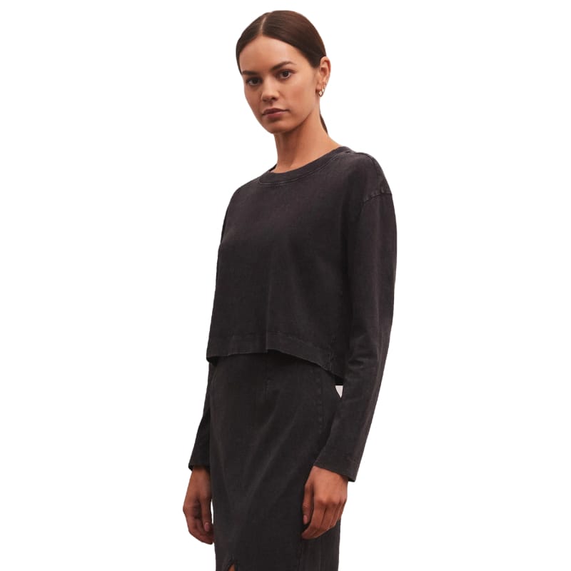Z Supply 09. W. SPORTSWEAR - W. LS SHIRTS Women's Sloane Long Sleeve Top BLK BLACK
