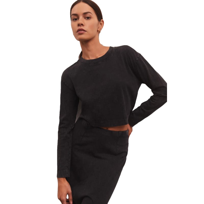 Z Supply 09. W. SPORTSWEAR - W. LS SHIRTS Women's Sloane Long Sleeve Top BLK BLACK