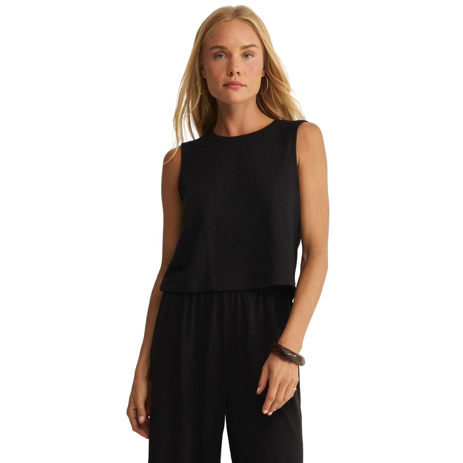 Z Supply 02. WOMENS APPAREL - WOMENS SS SHIRTS - WOMENS TANK CASUAL Women's Sloane Textured Top BLK BLACK (S26)