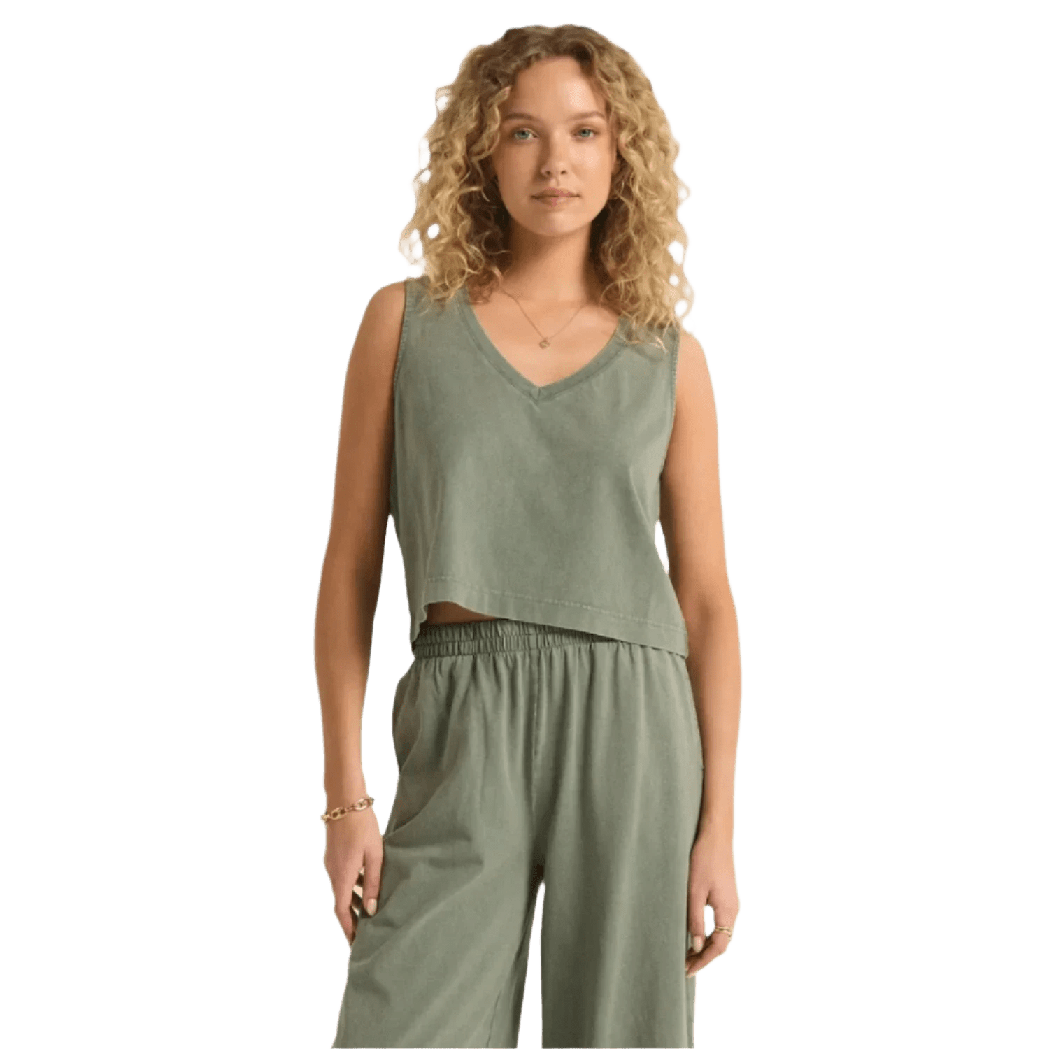 Z Supply 02. WOMENS APPAREL - WOMENS SS SHIRTS - WOMENS TANK CASUAL Women's Sloane V-Neck Top PRN PALM