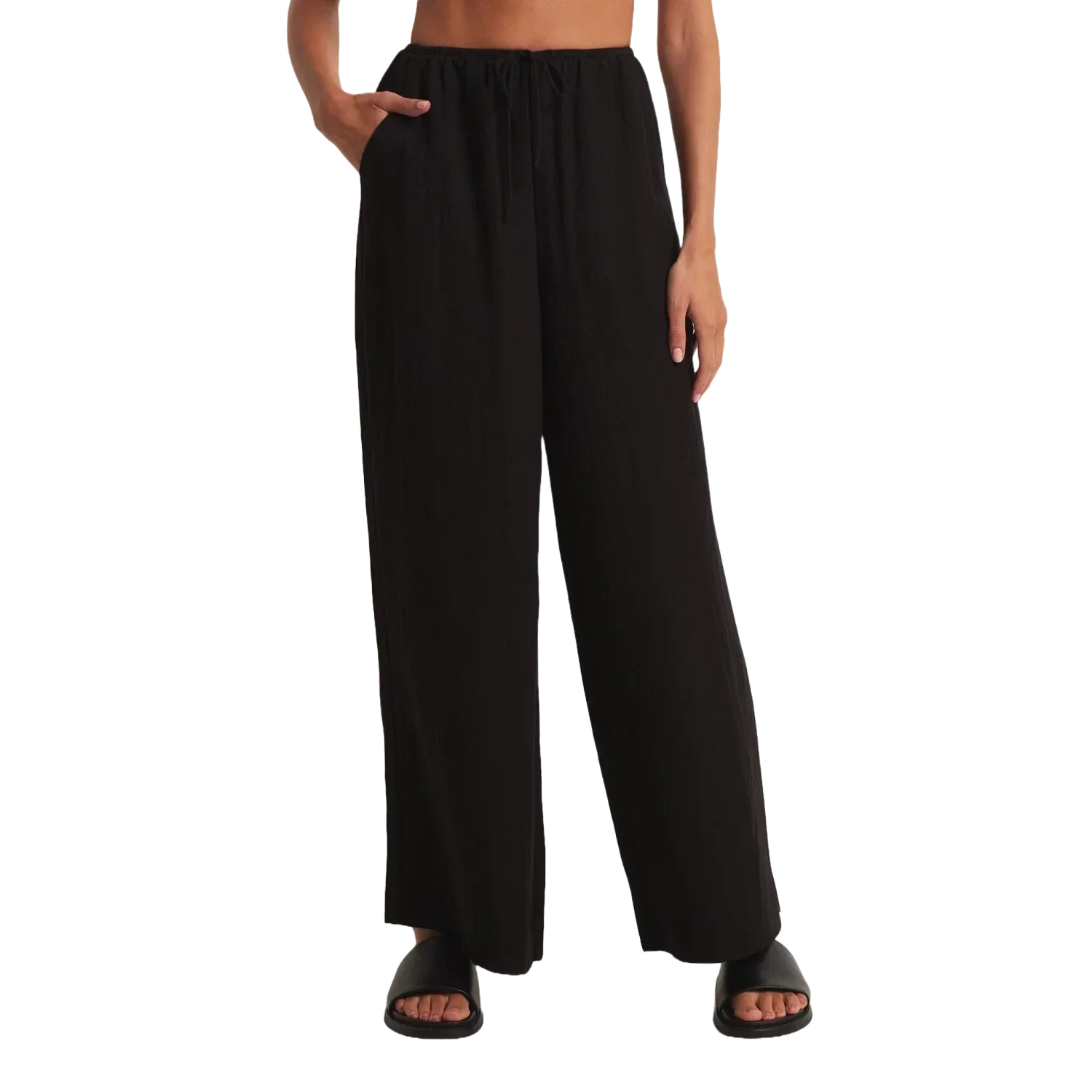 Z Supply 02. WOMENS APPAREL - WOMENS PANTS - WOMENS PANTS CASUAL Women's Soleil Pant BLK BLACK