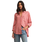 Z Supply 02. WOMENS APPAREL - WOMENS LS SHIRTS - WOMENS LS CASUAL Women's The Perfect Linen Top PSM PERSIMMON