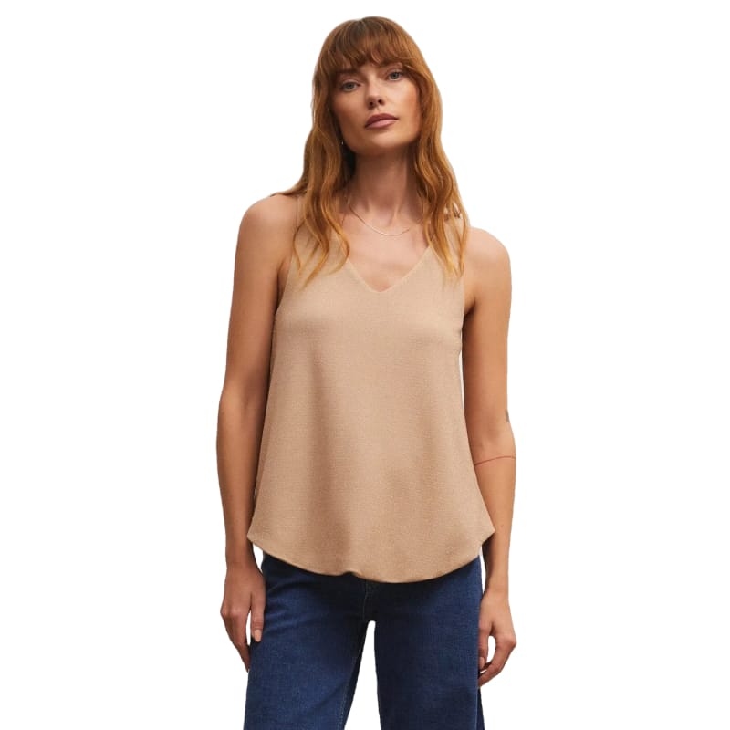 Z Supply 02. WOMENS APPAREL - WOMENS SS SHIRTS - WOMENS TANK CASUAL Women's Vagabond Sparkle Tank CPG CHAMPAGNE