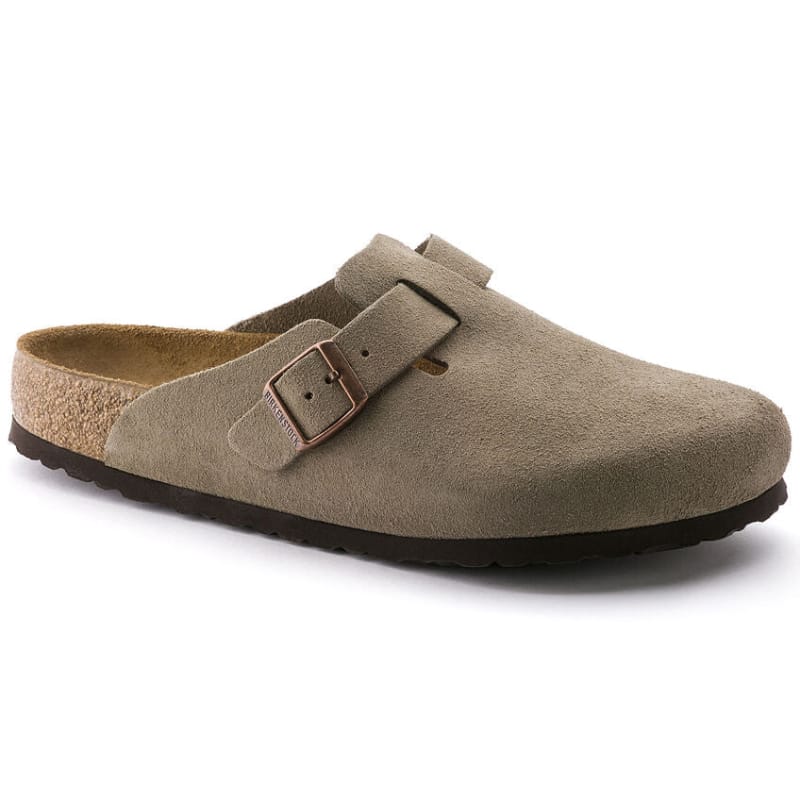 Birkenstock 11. SANDALS - WOMENS SANDAL Boston Soft Footbed Suede Leather TAUPE