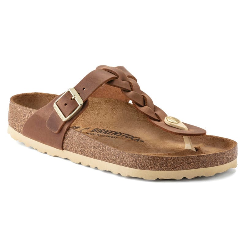 Birkenstock 05. WOMENS FOOTWEAR - WOMENS SANDALS - WOMENS SANDALS CASUAL Women's Gizeh Braid Oiled Leather COGNAC