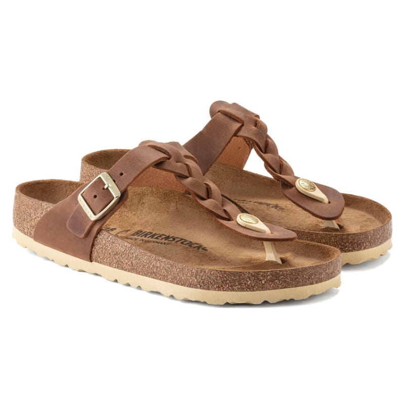 Birkenstock 05. WOMENS FOOTWEAR - WOMENS SANDALS - WOMENS SANDALS CASUAL Women's Gizeh Braid Oiled Leather COGNAC