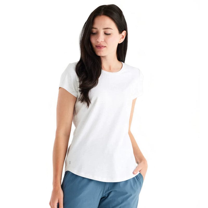 Free Fly Apparel 02. WOMENS APPAREL - WOMENS SS SHIRTS - WOMENS SS CASUAL Women's Bamboo Current Tee BRIGHT WHITE