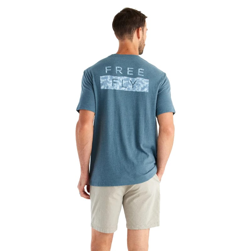Free Fly Apparel 25. T-SHIRTS - SS TEE Clearwater Camo Tee HEATHER SLATE BLUE