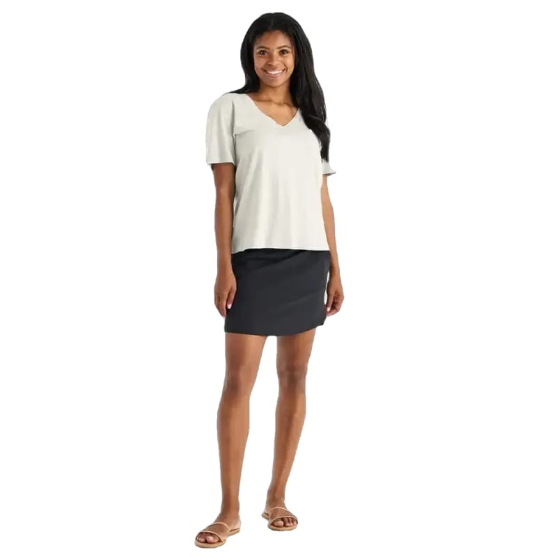 Free Fly Apparel 09. W. SPORTSWEAR - W. ACTIVE TOP Women's Bamboo Heritage V-Neck Tee WHITECAP