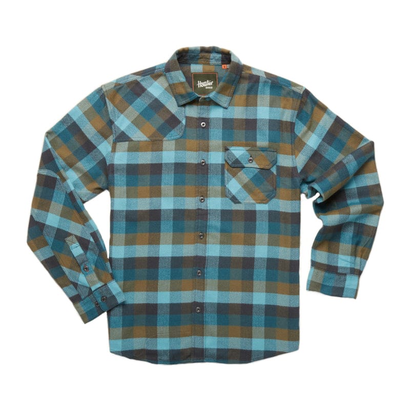 Howler Bros 01. MENS APPAREL - MENS LS SHIRTS - MENS LS BUTTON UP Men's Harker's Flannel GRICE PLAID | AQUAPOOL