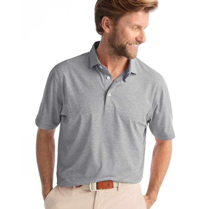 johnnie-O 01. MENS APPAREL - MENS SS SHIRTS - MENS SS POLO Men's Lyndon Striped Polo HEATHER TWILIGHT