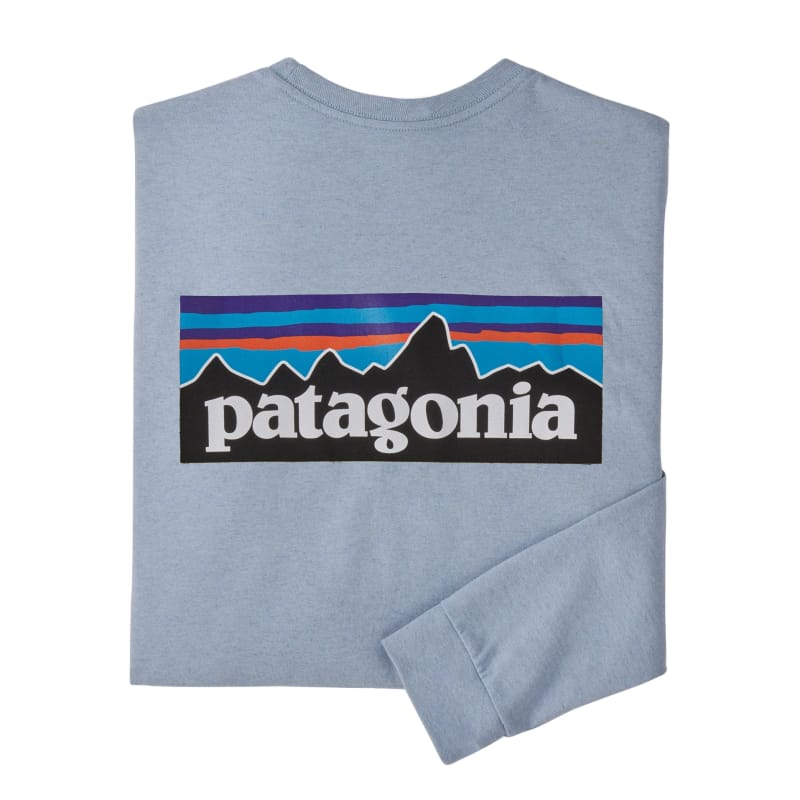 Patagonia 25. T-SHIRTS - LS TEE Men's Long Sleeve P-6 Logo Responsibili-Tee STME STEAM BLUE