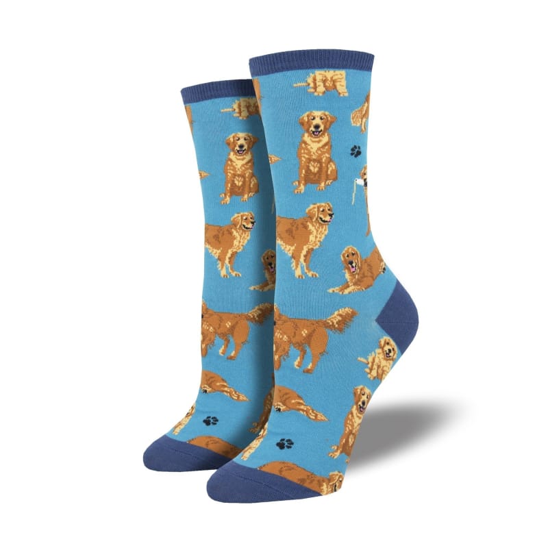 Socksmith SOCKS - MENS SOCKS - MENS SOCKS GIFT Golden Retrievers Socks BLU-BLUE 9-11